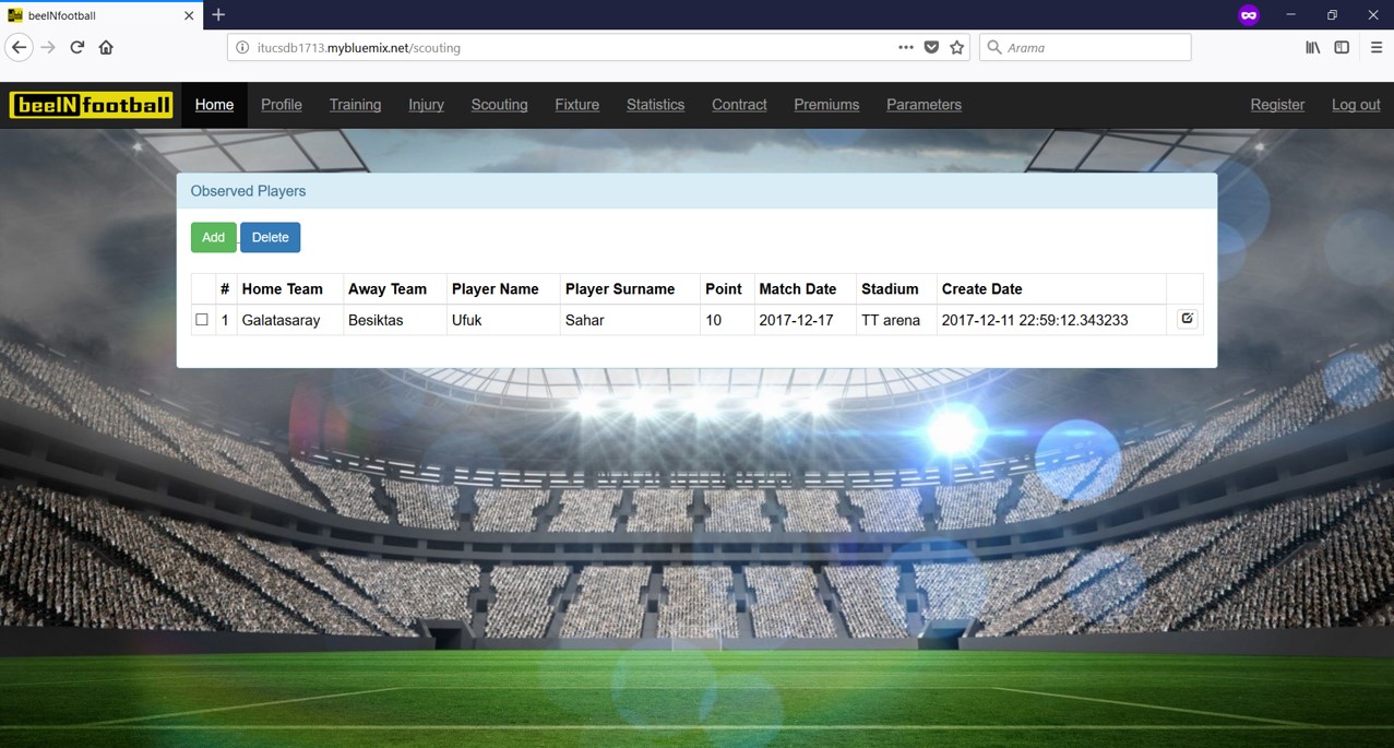 Gözlenen futbolcular sayfası